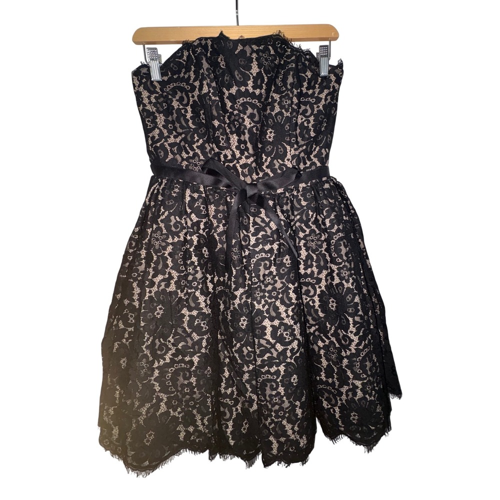Robert Rodriguez Strapless Black Lace Nude Lined Fit&Flare Dress Size 2 Holiday